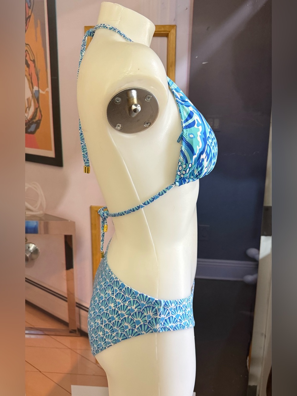 Helen Jon Blue Shell-Print Triangle Bikini - Picture 5 of 12
